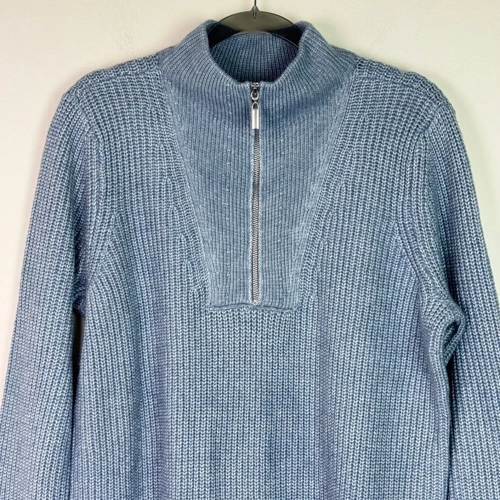 Soft Surroundings Women's Hallie Half Zip Sweater in Faded Denim Size XL NWT - Picture 3 of 9